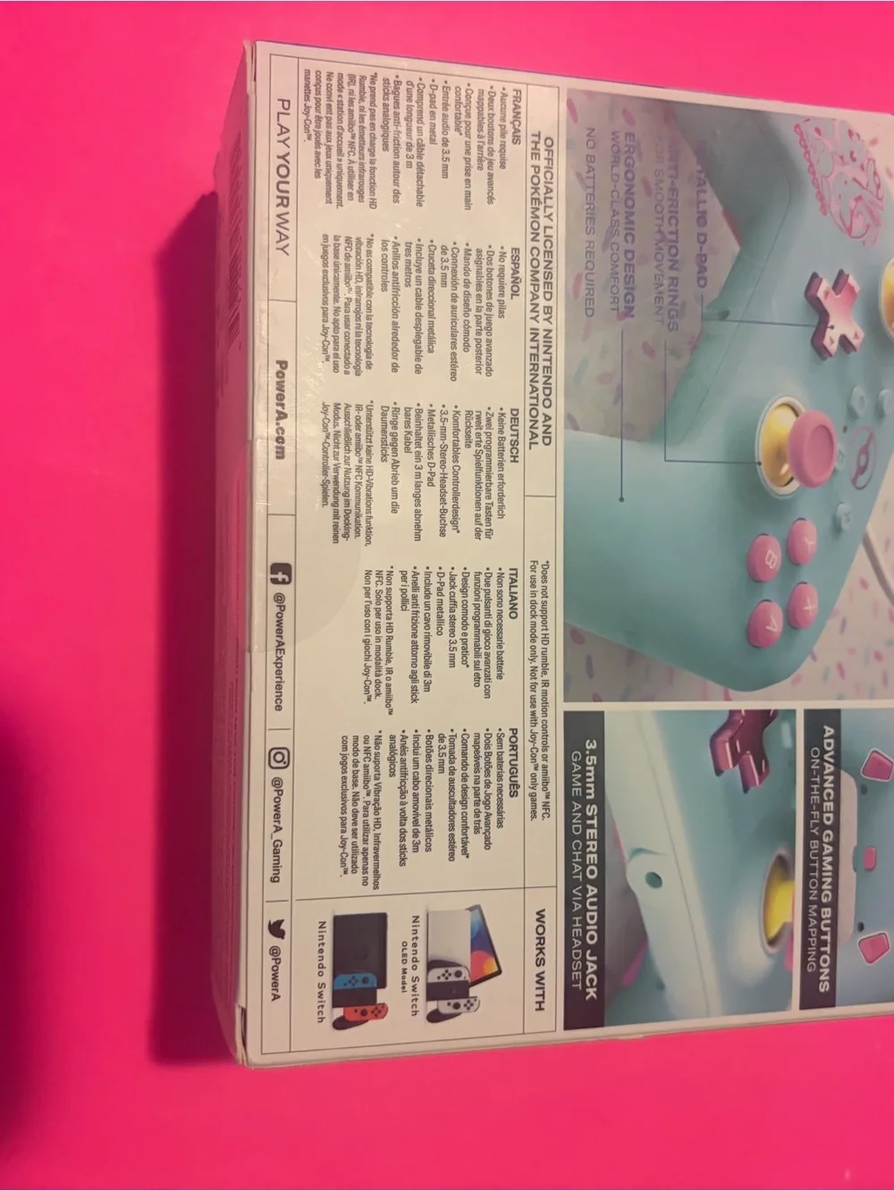 Wired Pokémon Edition Nintendo Switch Controller - Mint & Pink
